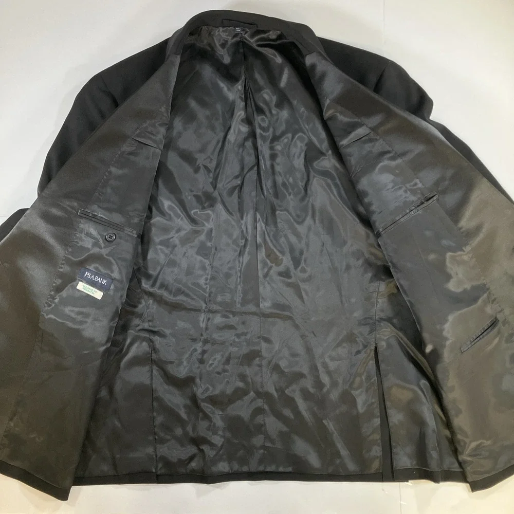 Jos A Bank Tuxedo Jacket Mens 50R Black Wool Tailored Fit Satin Lapel Formal
